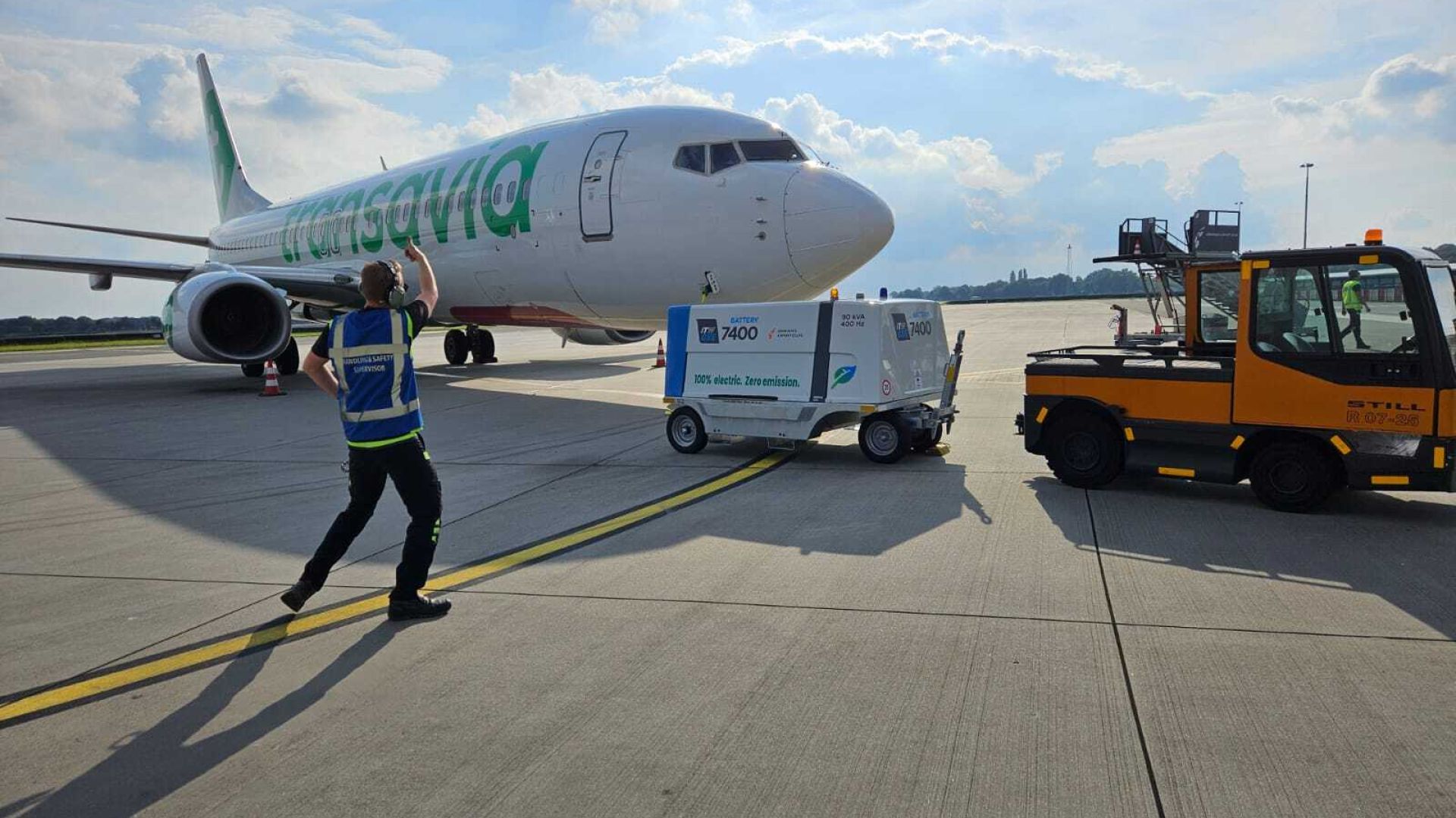 e-gpu in gebruik voor een transavia toestel